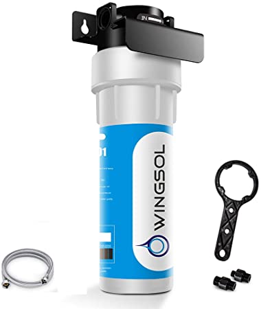 Wingsol Under Sink Water Filter- Inline Water Filter With Multi Layer Pleated Material, Removes 99.99% Chlorine, Lead, Heavy Metals, Odors/Contaminants, Water Filtration System