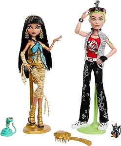 Monster High Booriginal Creeproduction Dolls 2-Pack, Cleo De Nile & Deuce Gorgon Collectible Reproductions with Doll Stands, Diaries & Pets