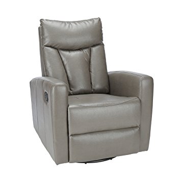 Monarch Specialties I 8087GY Charcoal Grey Bonded Leather Recliner Swivel Glider