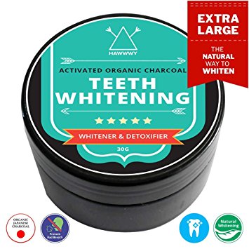 Charcoal Teeth Whitening Powder - Activated Japanese Bamboo Charcoal Teeth Whitening Detoxifying Powder / By HAWWWY