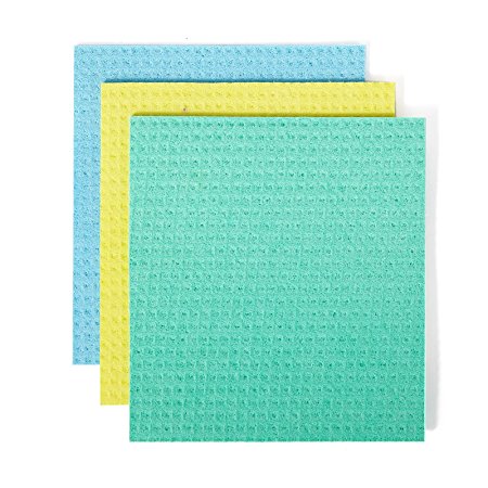 Full Circle Reusable Cellulose Sponge Clothes, 3 Pack