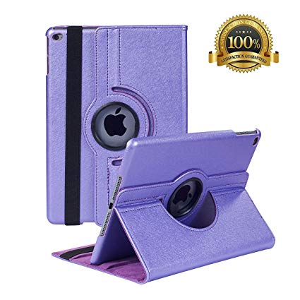 New iPad 9.7 inch 2018 2017/ iPad Air Case - 360 Degree Rotating Stand Smart Cover Case with Auto Sleep Wake for Apple iPad 9.7" (6th Gen, 5th Gen)/iPad Air(Purple)