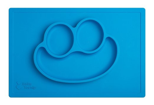 Baby Turnip Fun Meal Placemat (Blue) - One-piece Silicone Placemat Baby Plate