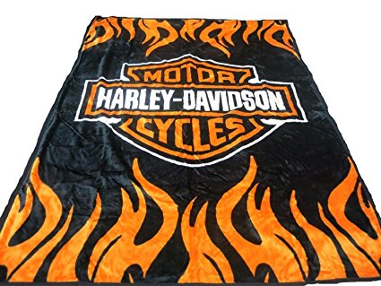 Brand New Mink Harley Davidson Queen Size Double Side Plush Blanket Super Soft