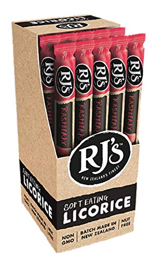 Soft Eating Raspberry Licorice Logs - RJ's Licorice 1.4oz Logs (25-Pack) - NON-GMO, NO HFCS, Vegetarian & Kosher