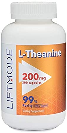 LiftMode L-Theanine 200mg 300 Capsules | #1 Value for Money #Top Amino Acid Supplement | for Focus, Stress Relief, Weight Loss, Pre Workout |Vegetarian, Vegan, Non-GMO, Gluten Free