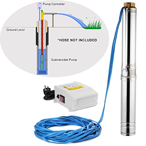 LOVSHARE 110V Deep Well Pump 1.5HP 4 Inch Submersible Pump 200FT 40GPM Stainless Steel Deep Well Submersible Pump for Extraction of Groundwater with Control Box (1.5HP 110V with Control Box)