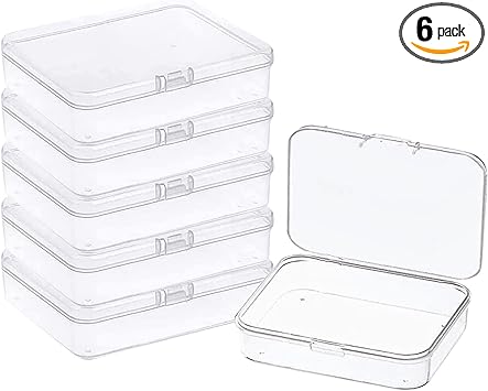 Goiio 6 Pcs 5.6x4.2x1.8 Inches Clear Rectangle Box for Collecting Small Items, Beads, Game Pieces, Business Cards, Crafts Accessories