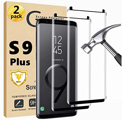 OttarScreen Galaxy S9  Plus Screen Protector, 2 Pack Tempered Glass Screen Protector, Easy Installation, 3D Glass Full Coverage 9H Hardness Tempered Glass Screen Protector for Samsung Galaxy S9 Plus【2 Pack 】