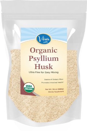 Viva Labs Organic Psyllium Husk Powder, 24 oz Bag - The BEST Everyday Fiber Support, Ultra Fine for Easy Mixing