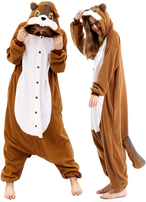 vavalad Adult Squirrel Pajamas Cosplay Animal Christmas Onesie Costume Women Men