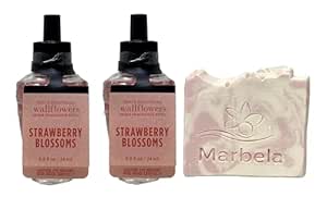 Bath & Body Works Strawberry Blossoms Wallflowers Fragrance Refill 2 Pack With a Himalayan Salts Springs Sample Soap