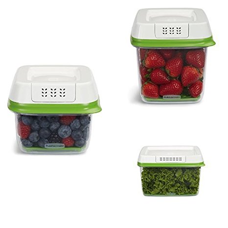 Rubbermaid FreshWorks Produce Saver Food Storage Container 5-piece Set, Small/Medium / Large, Green