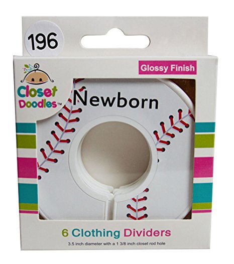 Closet Doodles C196 Baseball Baby Boy Closet Dividers Set of 6 Fits 1.25inch Rod