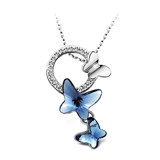 T400 Jewelers "Dream Chasers" Love Gift Swarovski Elements Crystal Butterfly Pendant Necklace Women's Jewelry