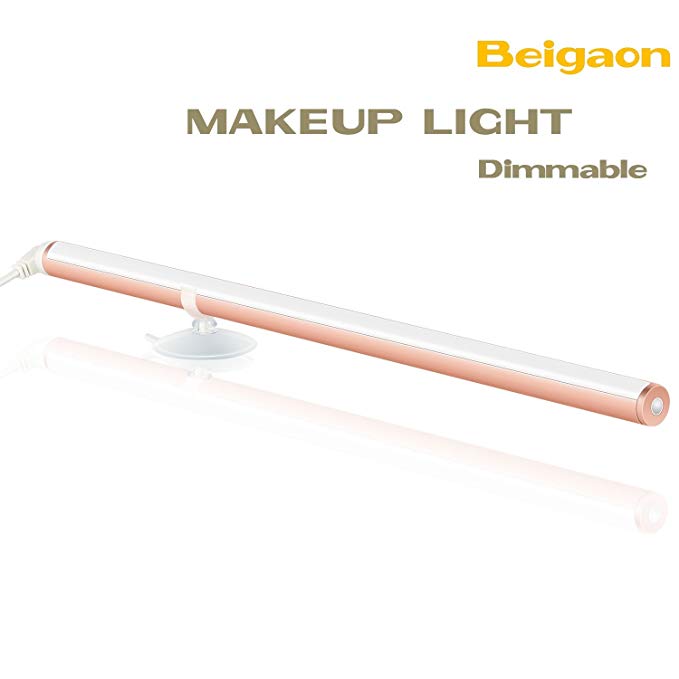 Beigaon [New Version] LED Portable Makeup Light, 300mm Dimmable Vanity Mirror Light for Cosmetic Bathroom Lighting with Touch Control and USB Powered - Rose Gold
