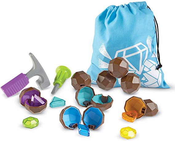 Learning Resources Rock 'n Gem Surprise, Sorting, Matching, Counting Skills and Early STEM, 19 Pieces, Ages 3