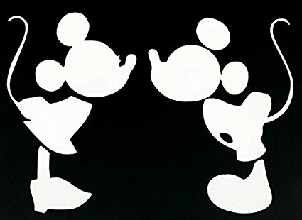 Mickey Mouse Kissing Minnie Decal Vinyl Sticker|Cars Trucks Vans Walls Laptop| WHITE |5.75 in|CCI463