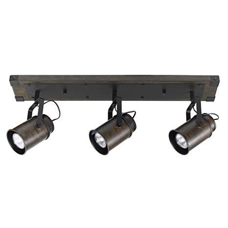 Globe Electric 59316 Williamsburg 3 Track Lighting Finish, Metal Accents, Bulbs Included, Dark Wood