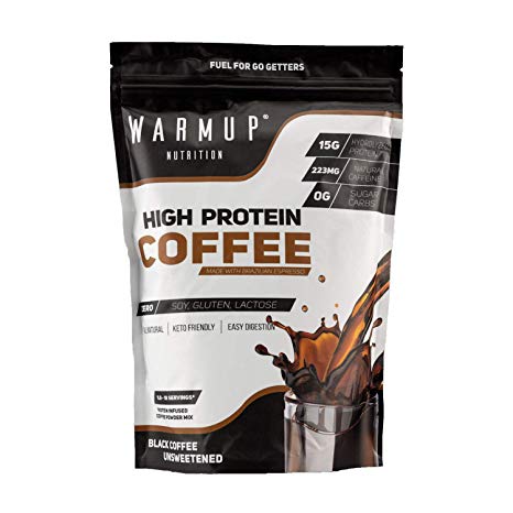 New! WarmUp Fit Coffee Powder | Instant Espresso   Hydrolyzed Whey Protein | Low Carb Keto Coffee Protein Powder | Gluten & Lactose Free | Unsweetened Protein Shake | All Natural | 60 Cal |18 Servings