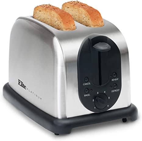 Elite Platinum ECT-200X Maxi-Matic 2-Slice Toaster, Brushed Stainless Steel
