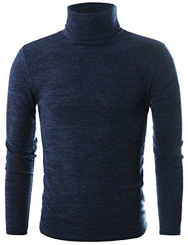 Ohoo Mens Slim Fit Soft Cotton Blend Turtleneck Pullover Sweater