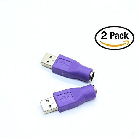 IDS 2 Pack USB Female to PS2 PS/2 Male keyboard Mouse Mice Adapter Converter, Purple