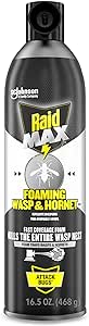 Raid Max Foaming Wasp & Hornet Killer, Fast Coverage Foam, Bug Killer Kills The Entire Nest, 16.5 oz