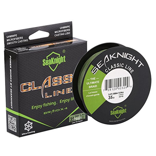 SeaKnight Classic 4 Strands Braided Fishing Line 500 m/547 yards Super braided Line Thinner,Stronger and Smoother Fishing Line 6-80 Lbs
