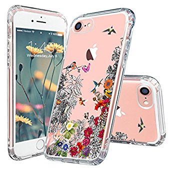 iPhone 7 Case, MOSNOVO Floral Humming Bird Clear Hard Case Design with Shockproof Protective Back Cover for iPhone 7 2016 - Clear