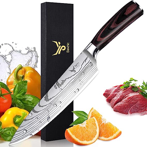 Bekhic Chef Knife - CKnife Pro Kitchen Knife 8-Inch Chef's Knife made of German High Carbon Stainless Steel ，Ergonomic Handle, Ultra Sharp