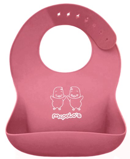 McPolo's Cutest Baby Chicks iBib® 100% Portable Silicone Baby Bib - Waterproof Crumb Catcher Pocket Ultra Soft EZ Easily Wipes Clean Stains Off - Best for 2 MO to 6 YO Babies Toddlers PreSchoolers