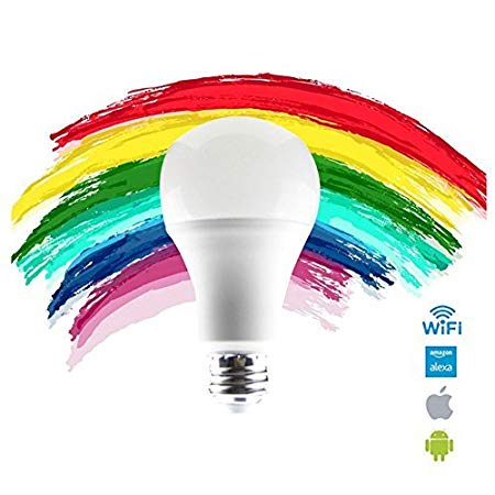 FRANKEVER WI-FI Smart LED Bulb,A19 60W Equivalent Dimmable RGB Multicolored LED Bulbs No Hub Required (Compatible with Alexa,and Google Home) Timing Function Remote Controller LED Light