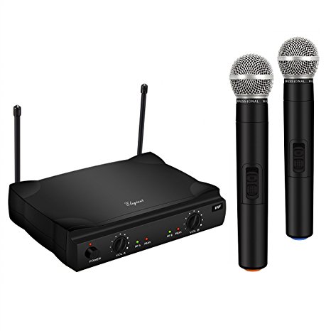 ELEGIANT Dual Wireless Microphone System - Professional Home KTV Set - Portable 2-Channel Microphone Karaoke Kit