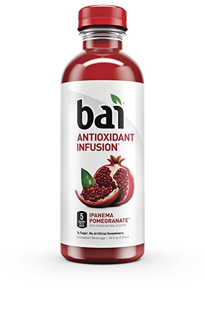 Bai Ipanema Pomegranate, Antioxidant Infused, Flavored Water Drink, 18 Fluid Ounce Bottles, 6 count