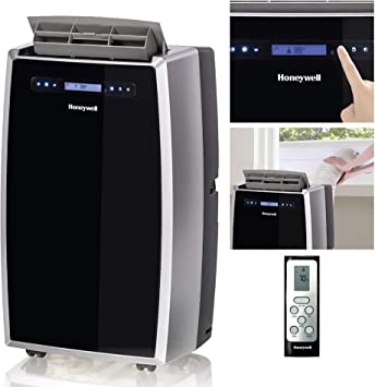 Honeywell MN14CCS Portable Air Conditioner with Dehumidifier, Fan with Remote Control & Advanced LCD Display Cools Rooms Up to 550-700 Sq. Ft, Black/Silver