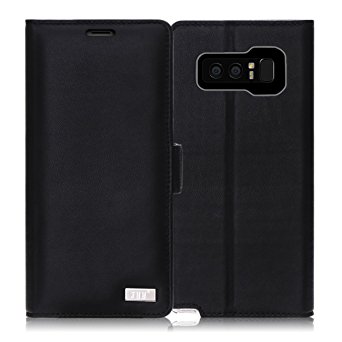 Galaxy Note 8 Case, Galaxy Note 8 Wallet Case, FYY[RFID Blocking wallet] Premium Genuine Leather 100% Handmade Wallet Case Credit Card Protector for Samsung Galaxy Note 8(2017) Black