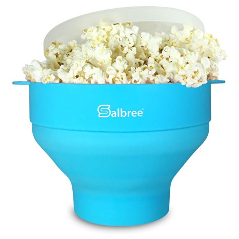 Salbree Collapsible Silicone Microwave Popcorn Popper, Turquoise