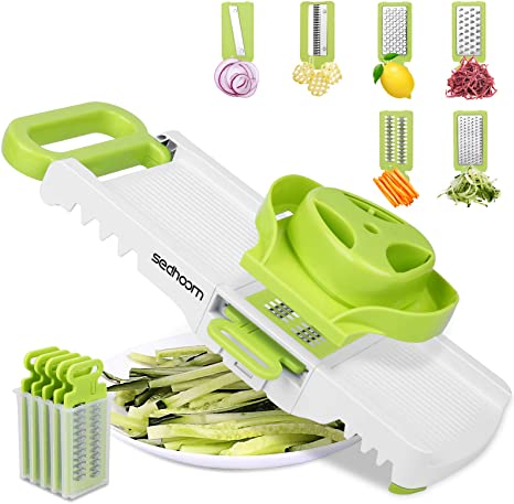 6 in 1 Mandoline Slicer Professional, Sedhoom Mandoline Slicer Cutter Adjustable Blades Food Julienne Slicer Mandoline Vegetable Slicer for Fruits and Vegetables, Veg Slicer