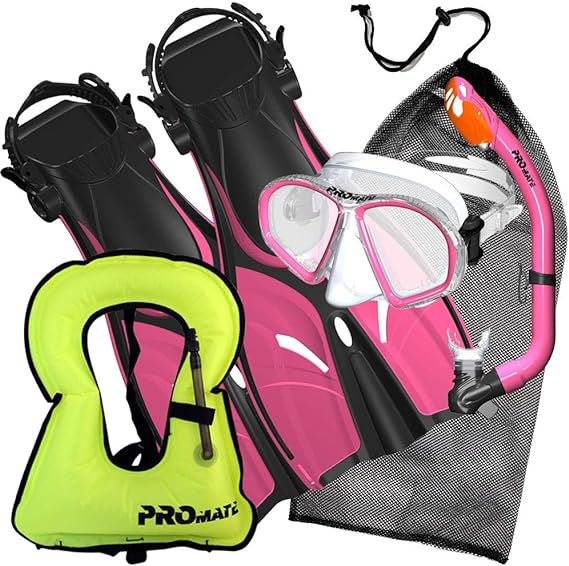 Promate Youth Snorkel Combo Set with Snorkeling Fins