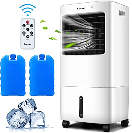 COSTWAY Evaporative Air Cooler, 3 in 1 Cooling Fan and Humidifier with 20L Water Tank, Remote Control, 4 Speeds and 3 Modes, Timing & Oscillation Function