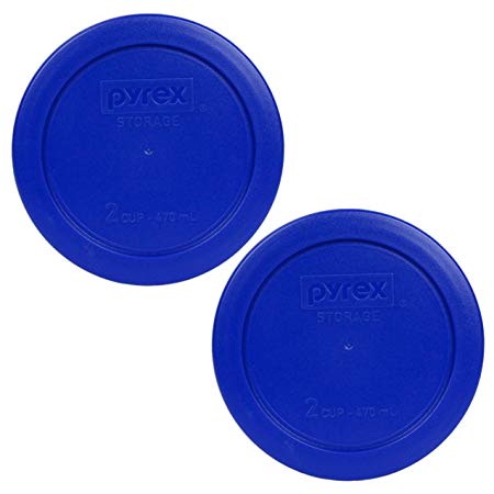 Pyrex 7200-PC 2 Cup Cadet Blue Round Plastic Food Storage Lid - 2 Pack