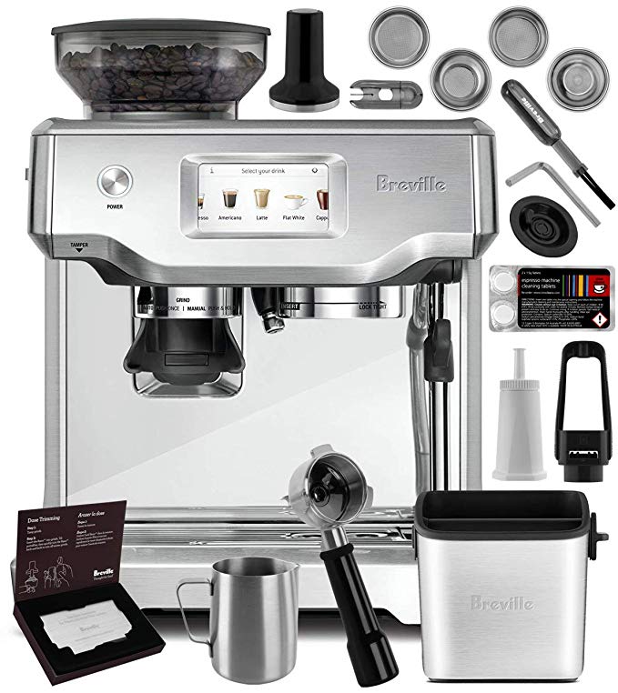Breville BES880BSS Barista Touch Espresso Machine Brushed Stainless Steel   Manufacturer's Warranty   Knock Box Mini