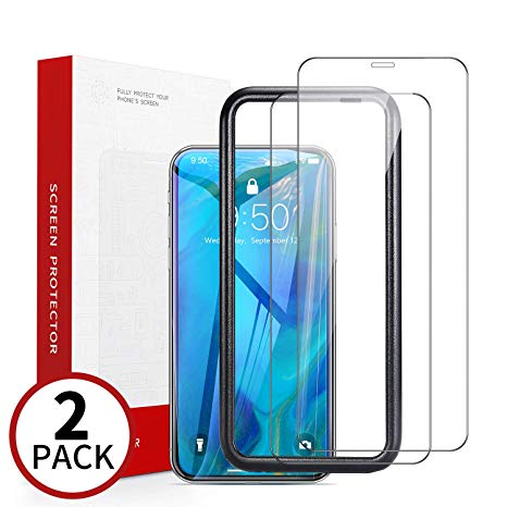 Screen Protector Compatible with iPhone Xs Max, [2-Pack][Alignment Frame] Tempered Glass Screen Protector for Apple iPhone Xs Max 6.5 inch (2018),Ultra Slim [Case Friendly] Anti-Fingerprint by Ainope