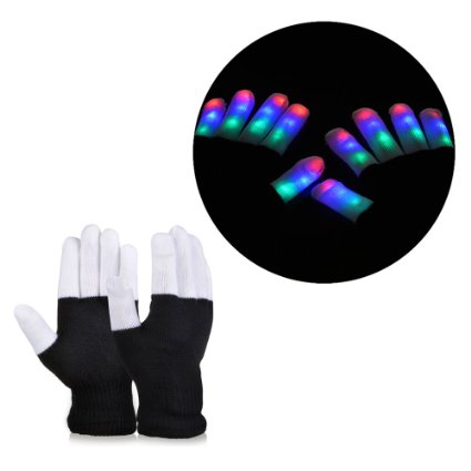 Vbiger LED Gloves Party Light Show Gloves- 7 Light Flashing Modes The Best Gloving and Lightshow Dancing Lighting Gloves for Clubbing Rave Birthday Edm Disco and Dubstep Party