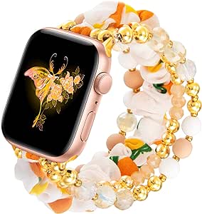 Valentine Watch Band for Apple Watch Band Scrunchie 38mm 40mm 41mm 42mm 44mm 45mm 49mm,Colorful Designer Handmade Elastic Floral Flower Strap Bands for iWatch Series 8 7 SE 6 5 4 3 2 1