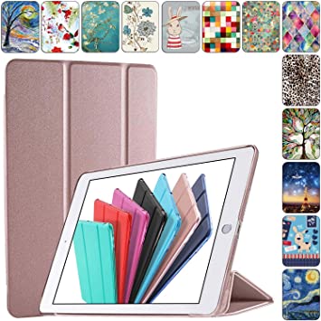 DuraSafe Cases Smart Tri Fold Cover for iPad Air 2 Gen 2014 -9.7 Inch A1566 A1567 (Rose Gold)