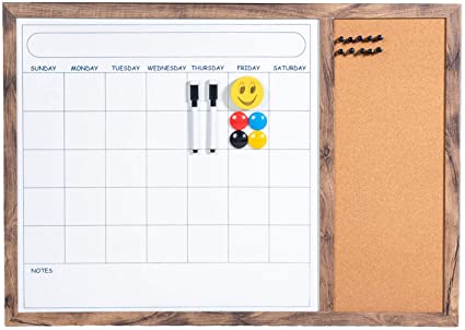 BuyHive Dry Erase Calendar Bulletin Board Wall Whiteboard Corkboard Planner Entryway Magnetic Monthly Calendar