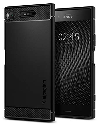 Sony Xperia XZ1 Case, Spigen Rugged Armor - Resilient Shock Absorption and Carbon Fiber Design for Sony Xperia XZ1 (2017) - Black