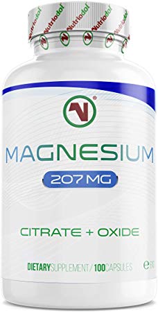 Magnesium Capsules 207mg Pure Magnesium Per Capsule (Magnesium Citrate and Oxide Mix) - 100 Capsules